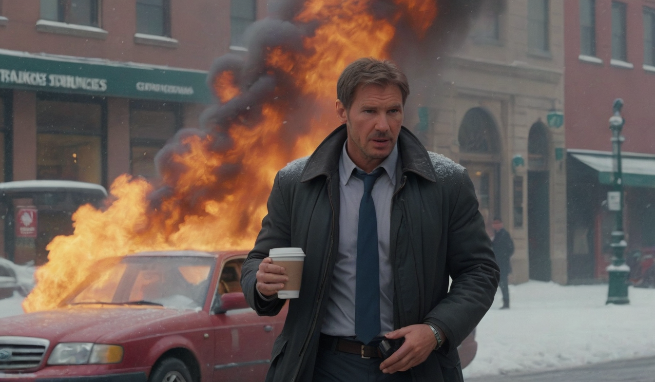 00967-[number]-209268144-Indianajones person drinking Coffee at Starbucks. a car explodes in the background. Explosion artstyle, Heavy snow.   _lora_Indi.png